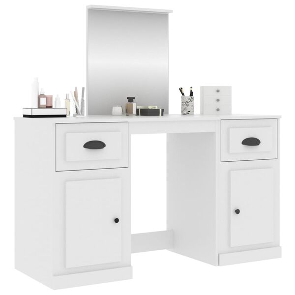 vidaXL Coiffeuse avec miroir blanc 130x50x132,5 cm