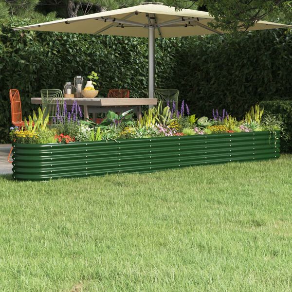 vidaXL Lit surélevé de jardin Acier galvanisé 332x40x36 cm Vert