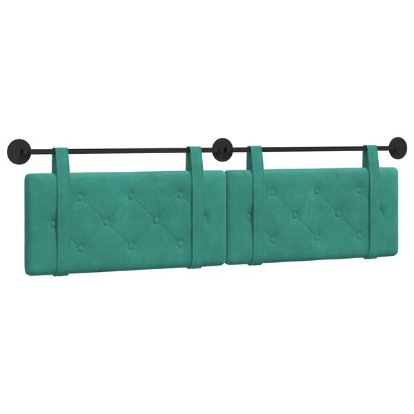 vidaXL T&ecirc;te de lit suspendue Turquoise 170 x 55 x 5 cm Velours