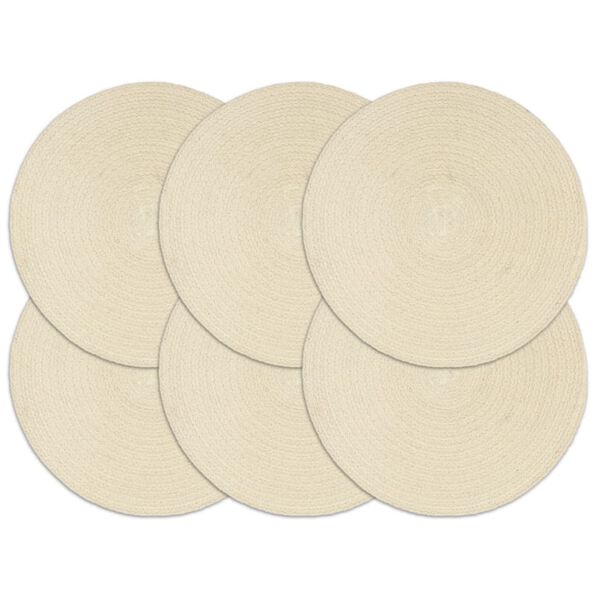 vidaXL Napperons 6 pcs Naturel Plain 38 cm Rond Coton