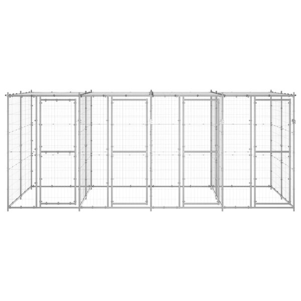 vidaXL Chenil ext&eacute;rieur Acier galvanis&eacute; avec toit 9,68 m&sup2;
