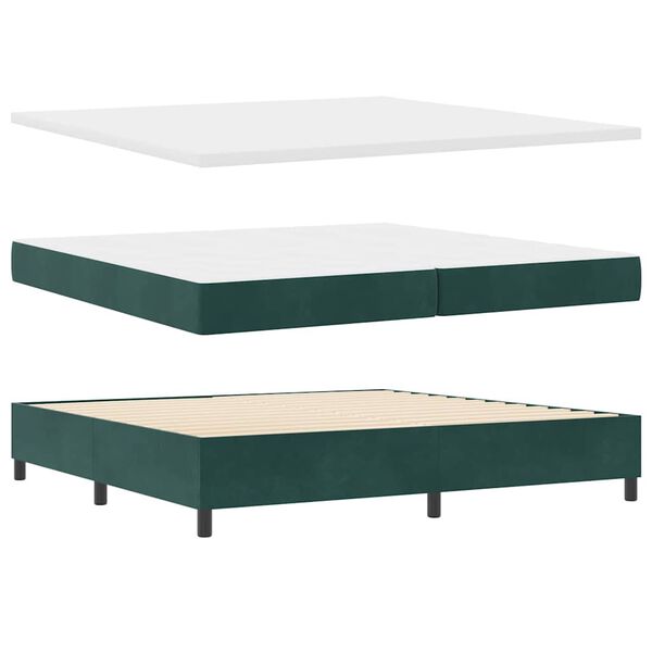 vidaXL Lit &agrave; ressorts avec matelas Vert fonc&eacute; 200 x 200 cm Velours