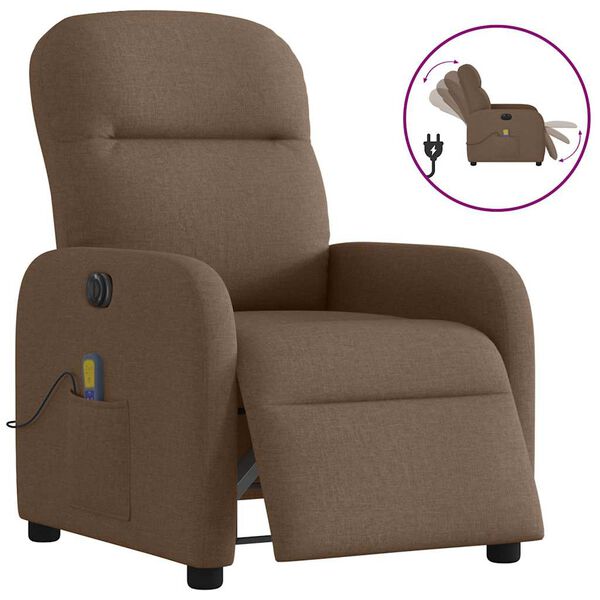 vidaXL Fauteuil inclinable de massage &eacute;lectrique marron tissu