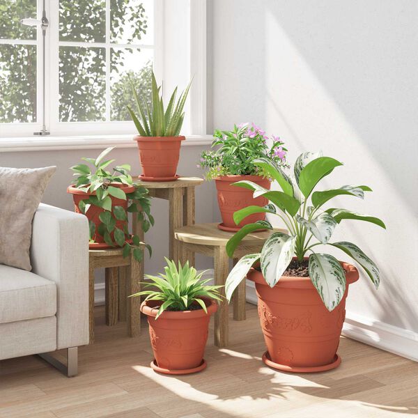 vidaXL Pots de plantes 6 pcs Rouge brique &Oslash; 26 x 21.5 cm Plastique