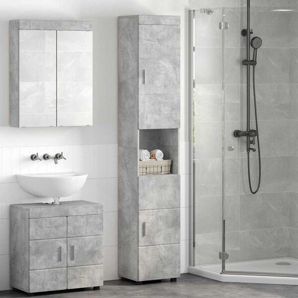vidaXL Ensemble d'armoire de salle de bain TULUM Gris b&eacute;ton