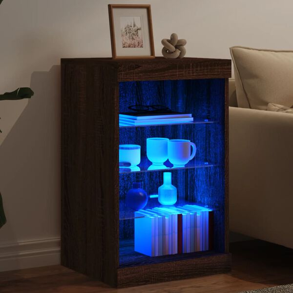 vidaXL Buffet avec lumi&egrave;res LED ch&ecirc;ne marron 41x37x67 cm