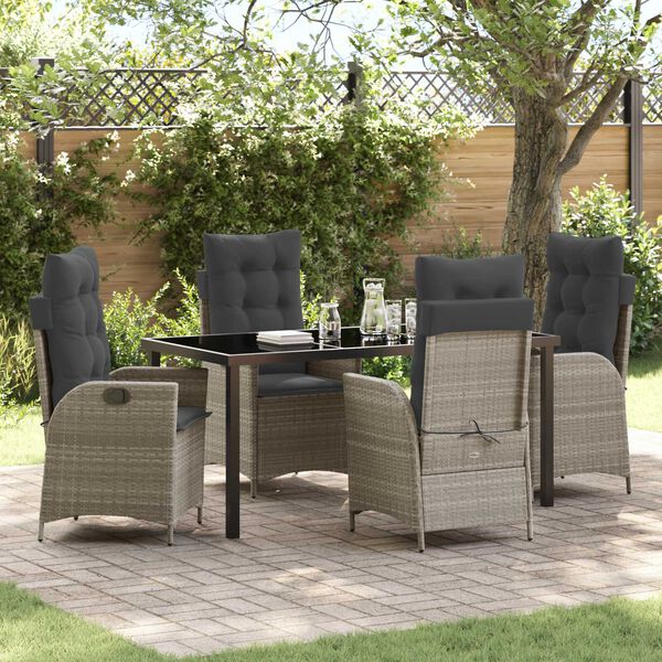 vidaXL Ensemble de salle &agrave; manger pour jardin 5 pcs Gris clair