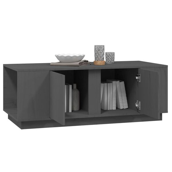 vidaXL Table basse Gris 110x50x40 cm Bois massif de pin