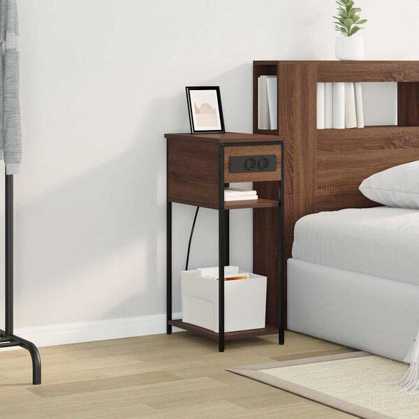vidaXL Cabinet de chevet Ch&ecirc;ne brun 41 x 28 x 76 cm Bois d'ing&eacute;nierie