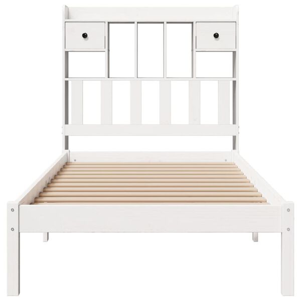 vidaXL Lit bibliothèque sans matelas blanc 90x200cm bois de pin massif