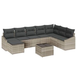 vidaXL Ensemble de canap&eacute; de jardin 8 pcs Gris clair polyrotin
