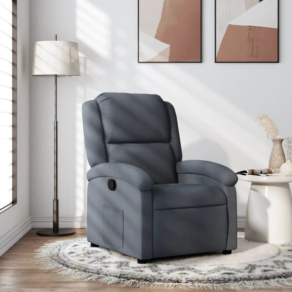 vidaXL Fauteuil inclinable en velours gris fonc&eacute;