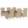 vidaXL Ensemble à manger de jardin et coussins 9 pcs beige Poly rotin