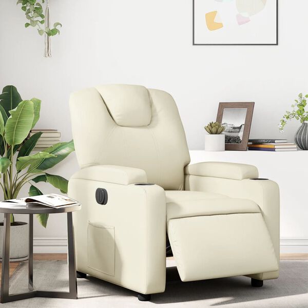 vidaXL Fauteuil inclinable &eacute;lectrique Cr&egrave;me Similicuir