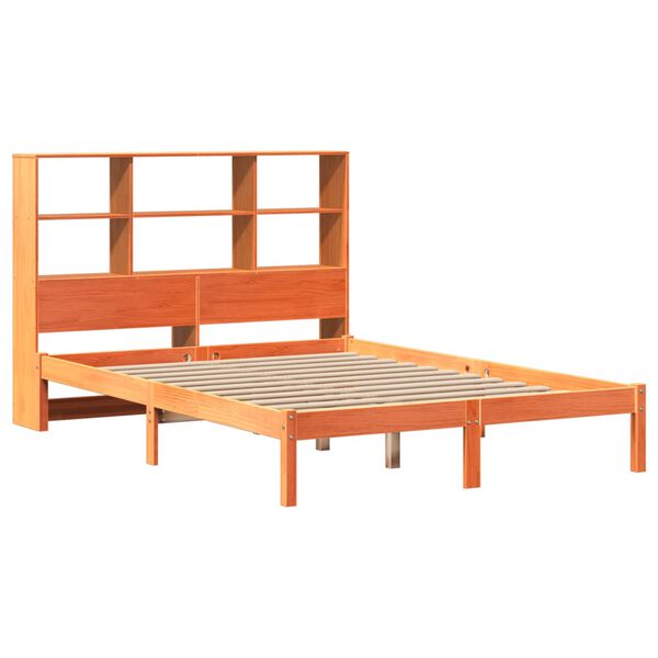 vidaXL Lit bibliothèque sans matelas cire marron 120x200 cm pin massif
