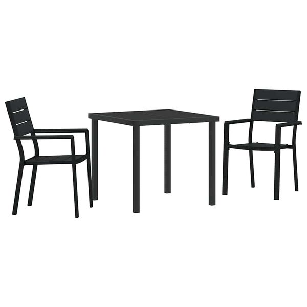 vidaXL Ensemble de salle &agrave; manger pour jardin 3 pcs Noir