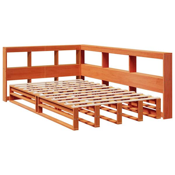 vidaXL Lit biblioth&egrave;que sans matelas cire marron 120x190cm pin massif