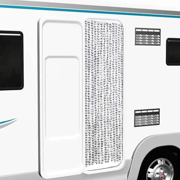 vidaXL Rideau anti-mouches gris clair et gris foncé 56x200 cm chenille