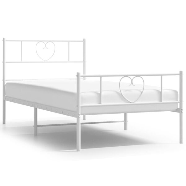 vidaXL Cadre de lit métal sans matelas avec pied de lit blanc 90x190cm