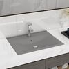 vidaXL Lavabo avec trou de robinet Gris clair mat 60x46 cm C&eacute;ramique