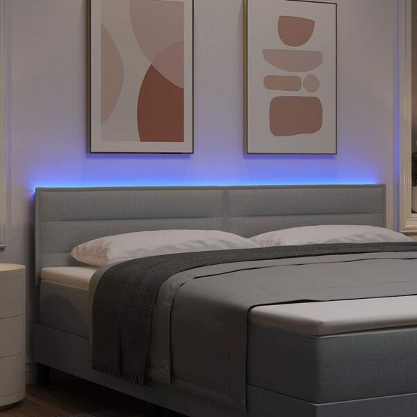 vidaXL T&ecirc;te de lit LED avec t&ecirc;te de lit Gris clair 180 cm Polyester