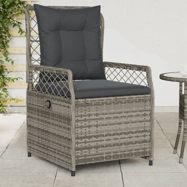 vidaXL Chaises inclinables de jardin lot de 2 gris r&eacute;sine tress&eacute;e