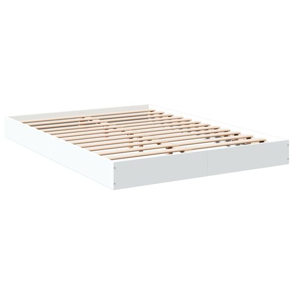 vidaXL Cadre de lit sans matelas blanc 135x190 cm bois d'ing&eacute;nierie
