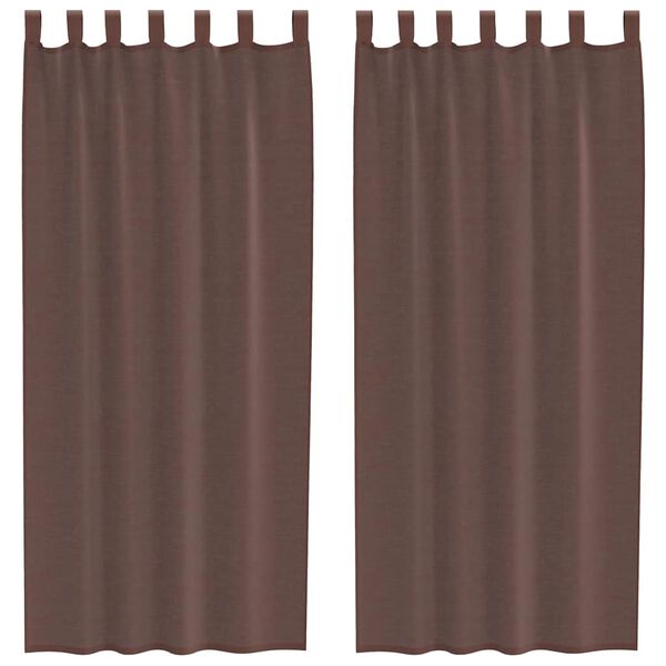vidaXL Rideaux en voile avec passe-tringles 2 pcs marron