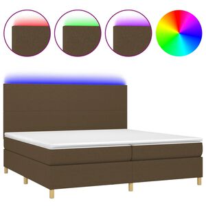vidaXL Sommier &agrave; lattes de lit matelas et LED Marron fonc&eacute; 200x200 cm