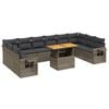 vidaXL Salon de jardin 11 pcs avec coussins gris r&eacute;sine tress&eacute;e