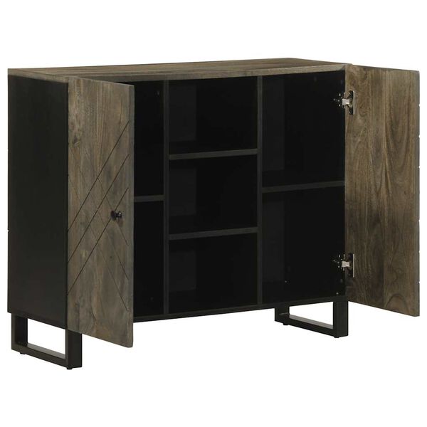 vidaXL Buffet noir 90x33x75 cm bois massif de manguier
