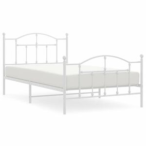 vidaXL Cadre de lit m&eacute;tal sans matelas et pied de lit blanc 100x200 cm