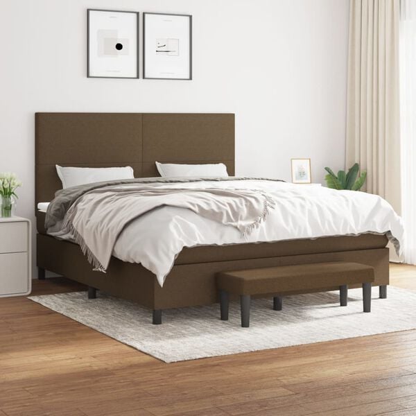 vidaXL Sommier &agrave; lattes de lit avec matelas Marron fonc&eacute; 180x200 cm