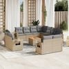 vidaXL Salon de jardin avec coussins 12 pcs beige r&eacute;sine tress&eacute;e