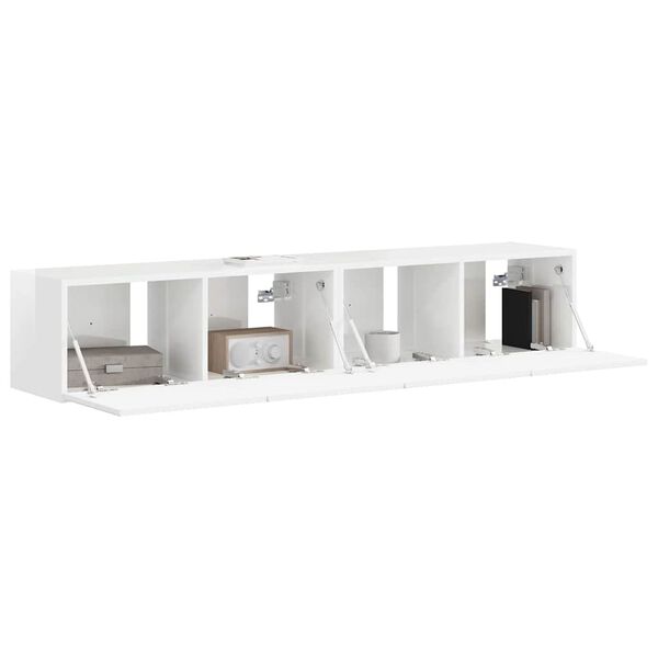 vidaXL Meuble TV mural 2 pcs Blanc Brillant 78,5 x 31 x 29,5 cm