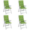 vidaXL Coussins de chaise à dossier haut lot de 4 vert mélangé tissu