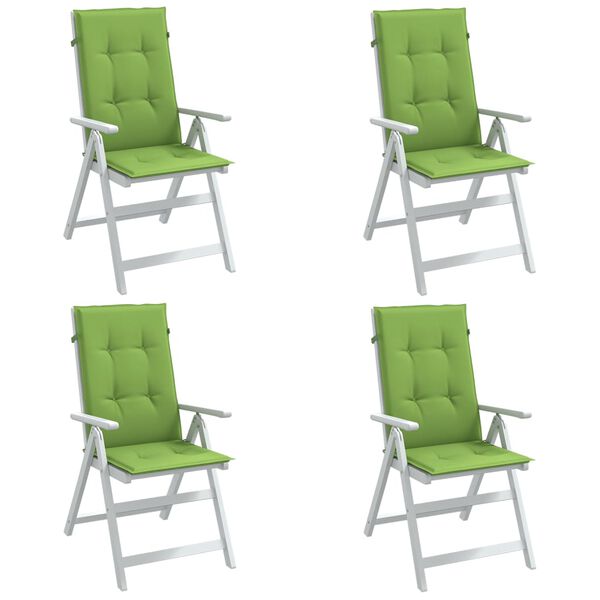 vidaXL Coussins de chaise à dossier haut lot de 4 vert mélangé tissu