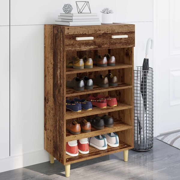 vidaXL Cabinet &agrave; chaussures avec tiroir Bois ancien 60 x 35 x 105 cm