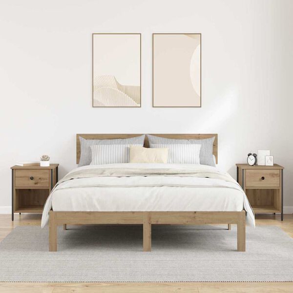 vidaXL Cabinet de chevet 2 pcs Ch&ecirc;ne artisanal 40 x 42 x 50 cm