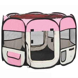 vidaXL Parc pour chiens pliable avec sac de transport Rose 90x90x58 cm