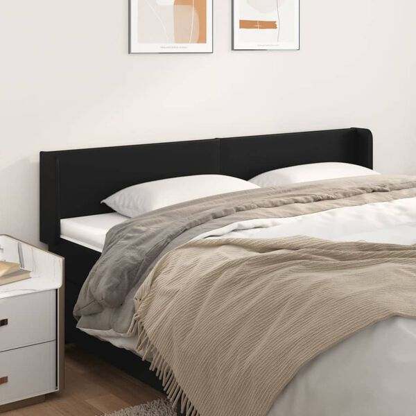 vidaXL T&ecirc;te de lit avec oreilles Noir 163x16x78/88 cm Similicuir