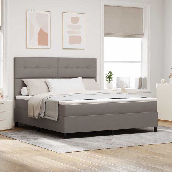 vidaXL Lit &agrave; ressorts avec matelas Taupe 180 x 200 cm tissu