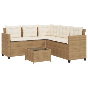 vidaXL Canap&eacute; de jardin avec table et coussins en forme de L beige