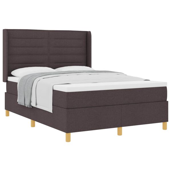 vidaXL Lit &agrave; ressorts avec matelas Marron fonc&eacute; 140 x 190 cm tissu