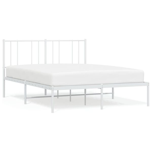 vidaXL Cadre de lit m&eacute;tal sans matelas et t&ecirc;te de lit blanc 160x200 cm