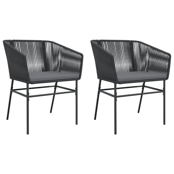 vidaXL Chaises de jardin lot de 2 avec coussins noir r&eacute;sine tress&eacute;e