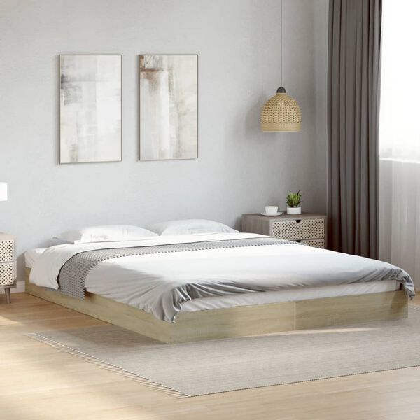 vidaXL Cadre de lit sans matelas ch&ecirc;ne sonoma 150x200 cm