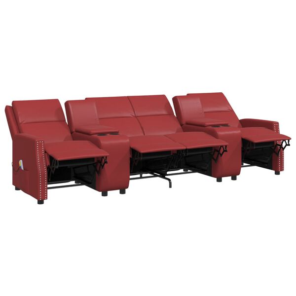 vidaXL Fauteuil de massage inclinable 4 places rouge bordeaux