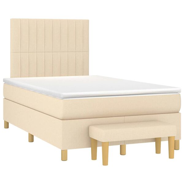 vidaXL Sommier &agrave; lattes de lit avec matelas cr&egrave;me 120x190 cm tissu