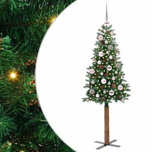 vidaXL Sapin de No&euml;l mince Vert 150 cm PVC et bois de pin massif